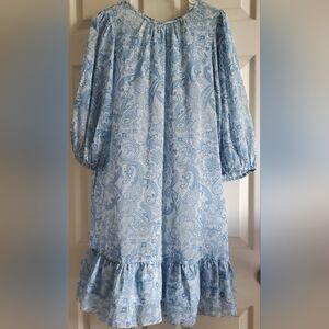 Ann Taylor Blue Paisley Long Sleeve Dress